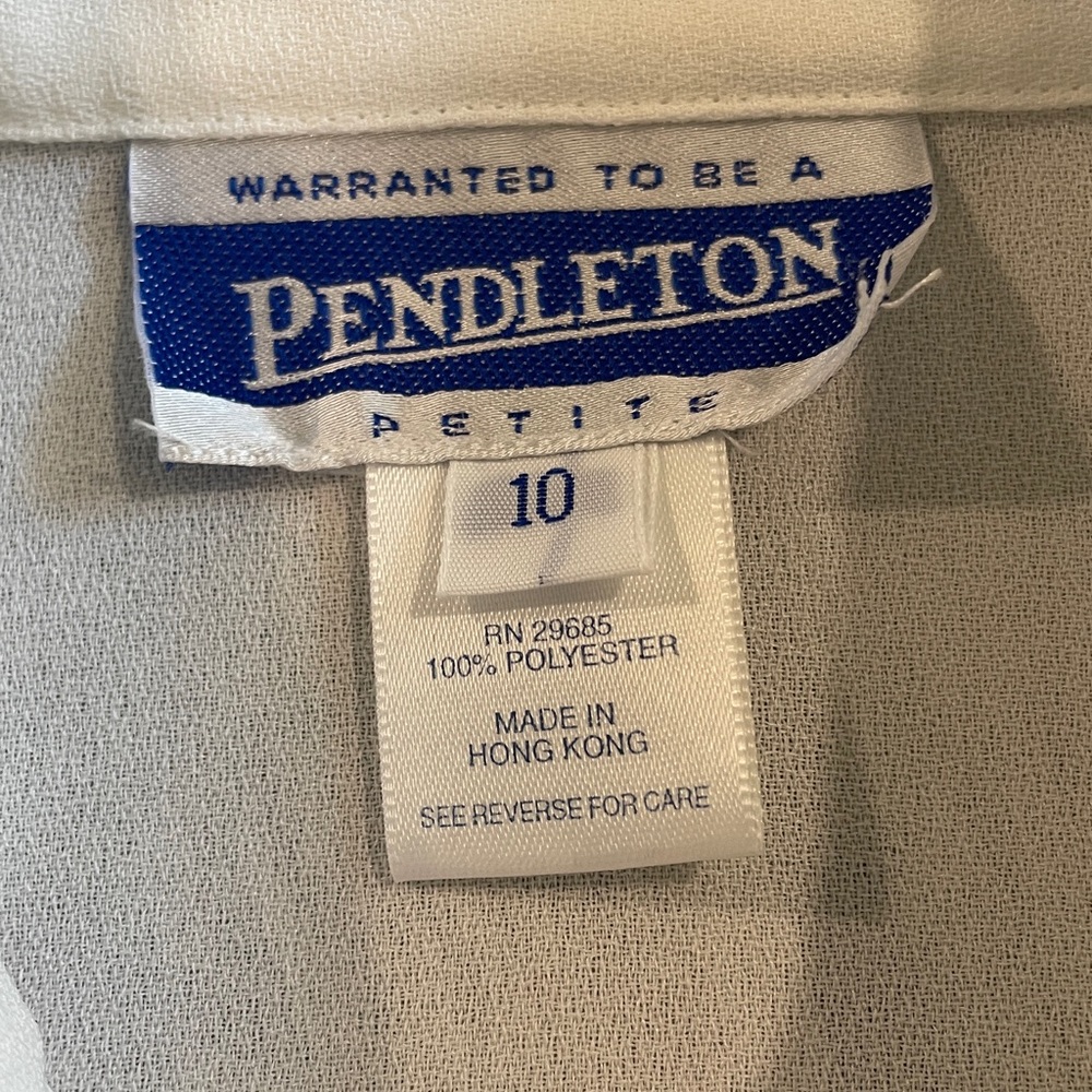 Vintage Pendleton White Button-Down Blouse Black … - image 5